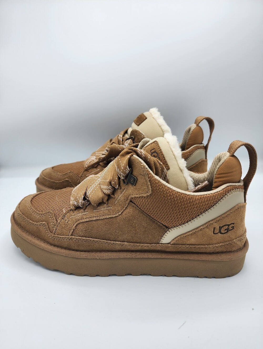 Uggs Lowmel Tan Suede Shearling Lined Sneakers - Picture 8 of 15